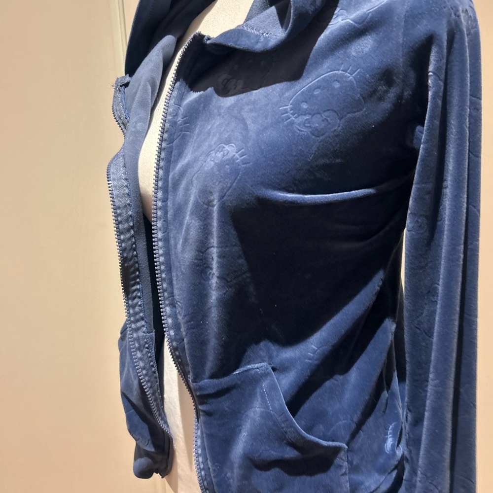 Hello Kitty Blue Velour Zip-Up Hoodie